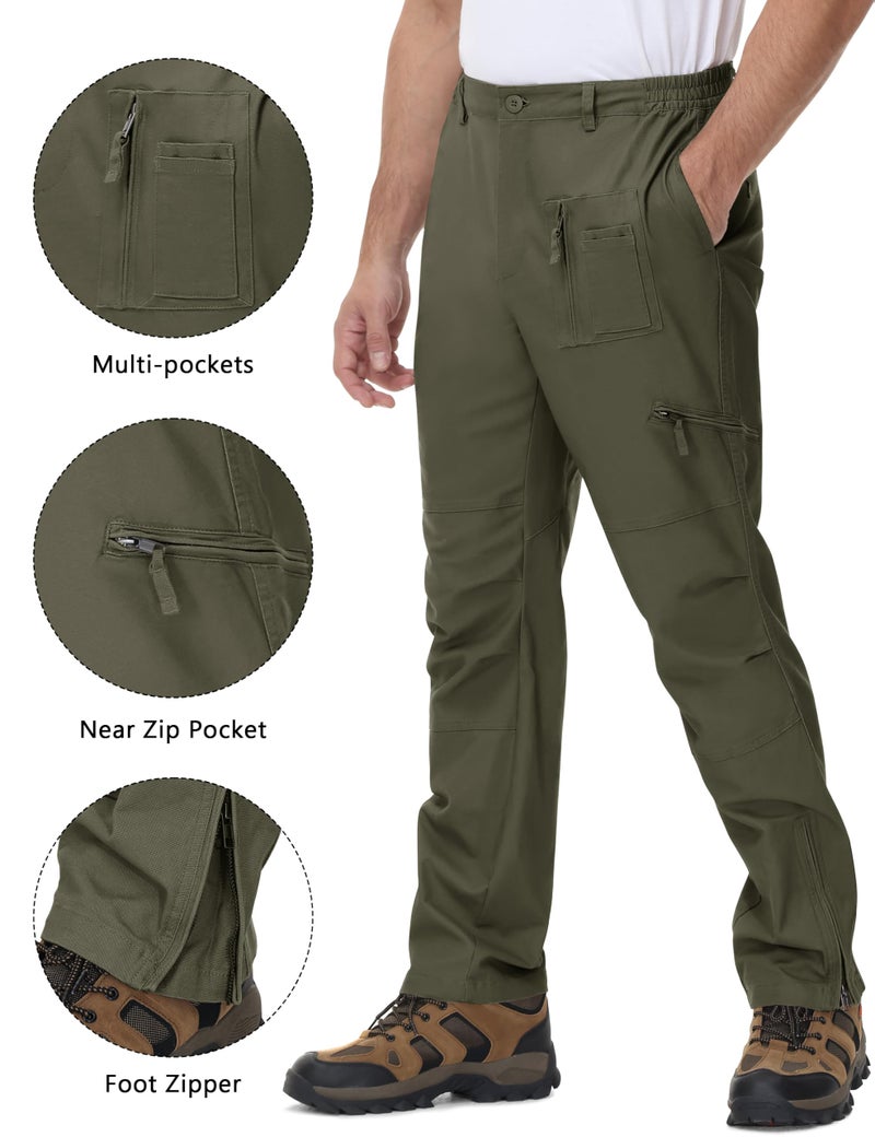 CRYSULLY Tactical Work Pants for Men Relaxed-fit Cotton Woodland Army Cargo Trousers Utility Work Pants Green 32 - Image 5