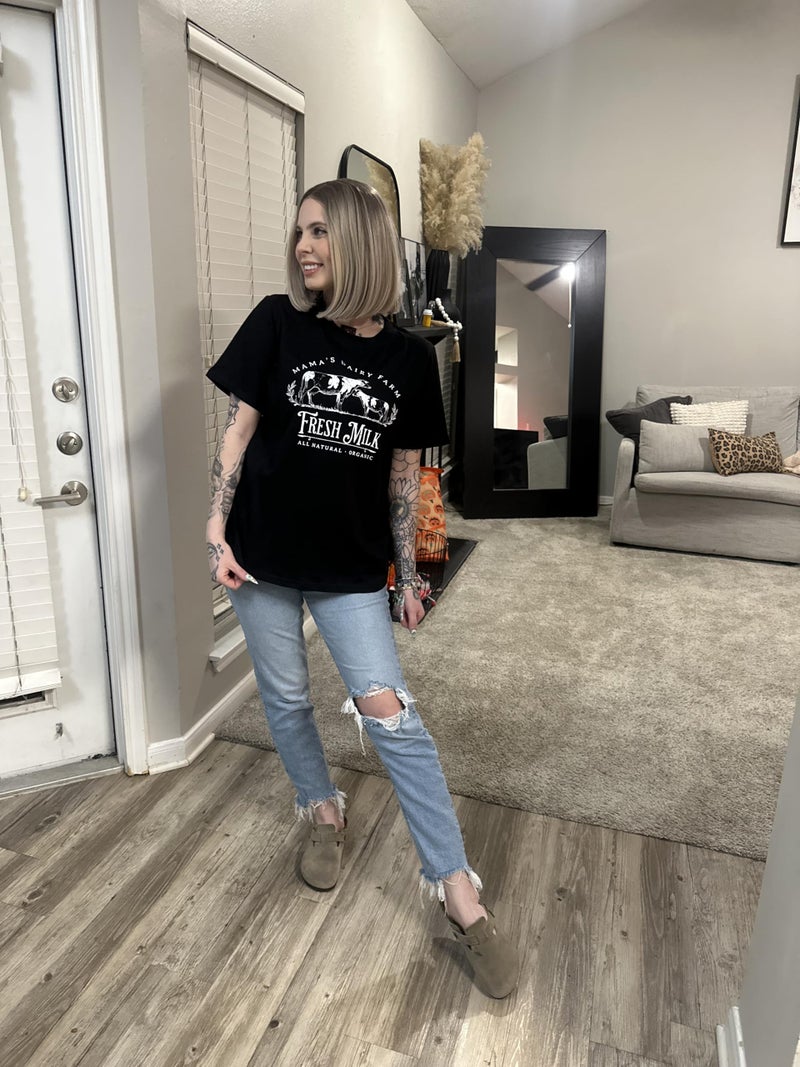 UNIQUEONE Comfort Breastfeeding Shirts for Women Zip Nursing Tops Casual Distressed Acid Washed Maternity Tees Black - Image 4