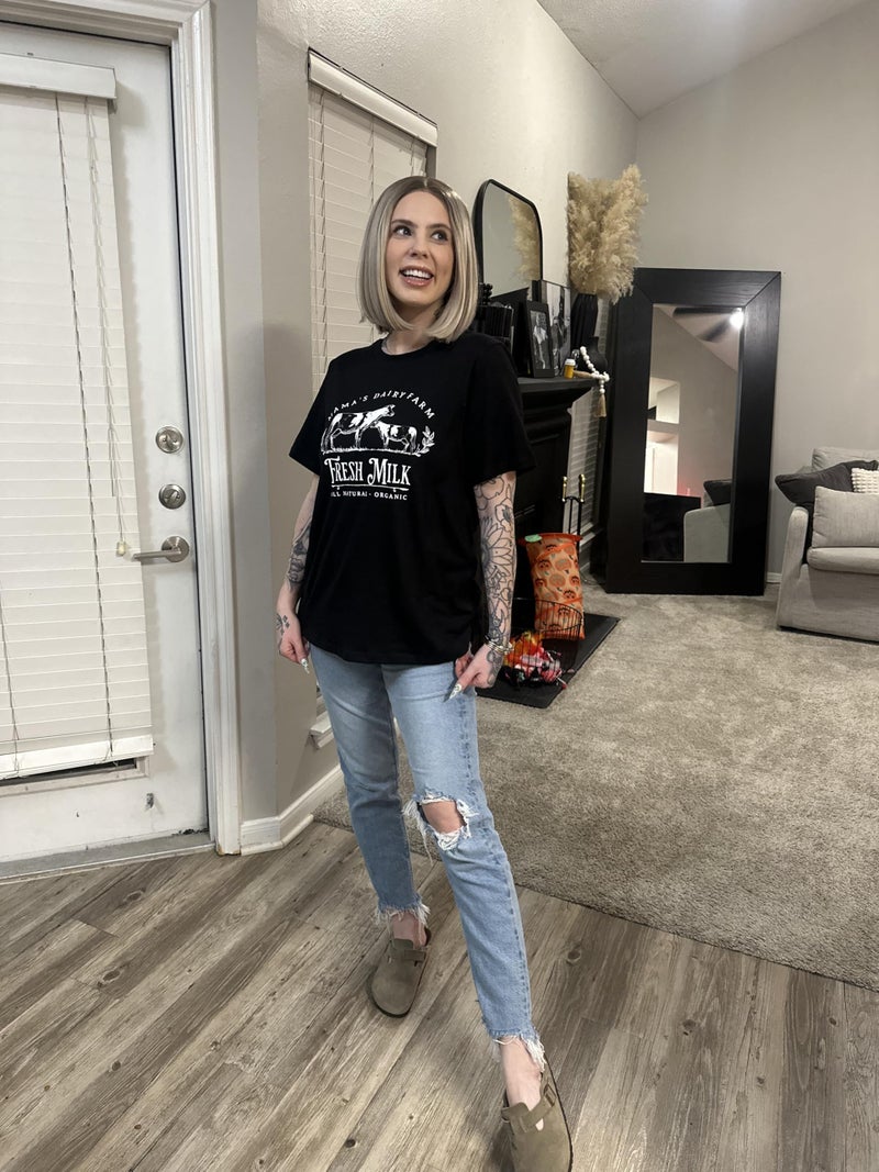 UNIQUEONE Comfort Breastfeeding Shirts for Women Zip Nursing Tops Casual Distressed Acid Washed Maternity Tees Black - Image 2