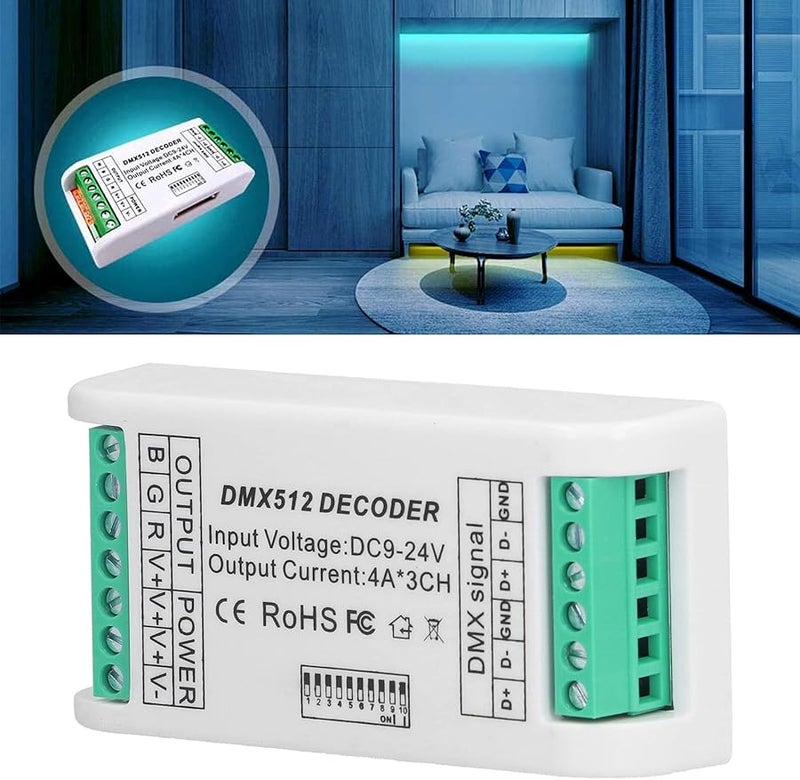 3 Channels RGB DMX512 LED Strip Controller Constant Voltage 9 24V IP44 For Stage Wall Bar - Image 3