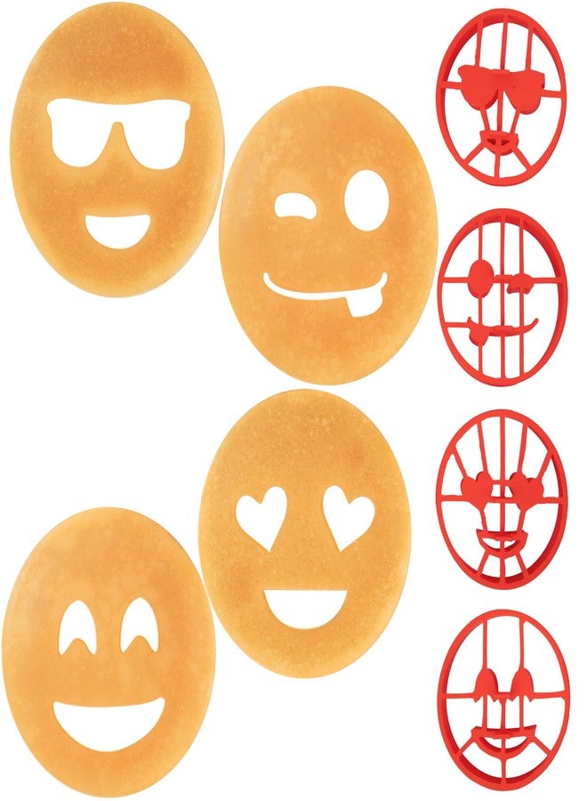 جود كوكنغ قوالب فطائر مرخصة رسميًا للأطفال والكبار - عبوة من 4 أشكال وجوه مبتسمة - قوالب سيليكون قابلة لإعادة الاستخدام لتزيين الفطائر - أضف لمسة مرحة إلى فطورك مع حلقات البيض - هدية مثالية لعيد الميلاد - Image 1