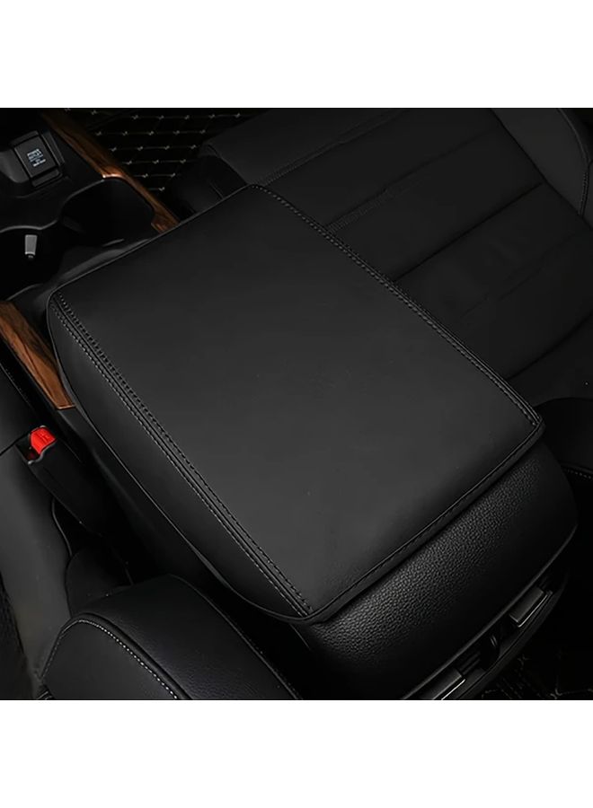 Universal Car Armrest Cover For CRV Center Console Box Protector Black Faux Leather - Image 1