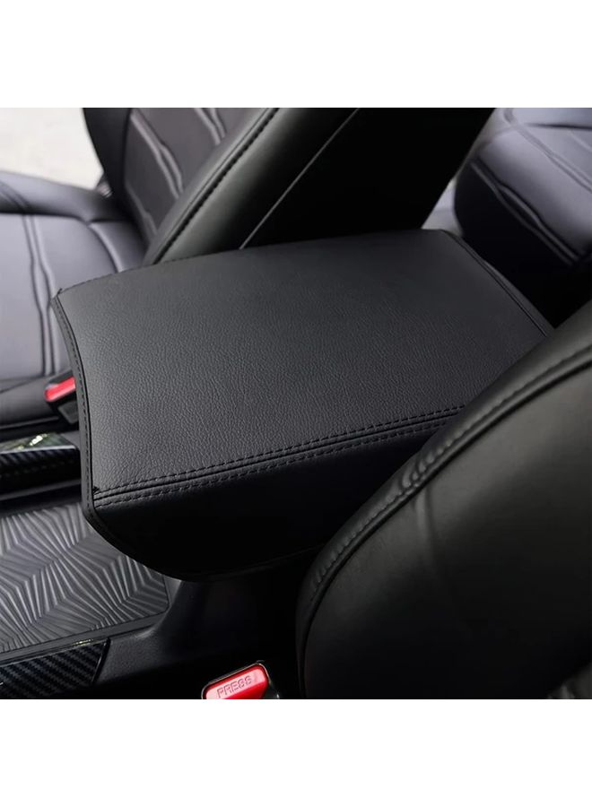 Universal Car Armrest Cover For CRV Center Console Box Protector Black Faux Leather - Image 3