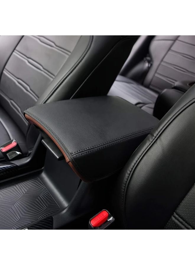 Universal Car Armrest Cover For CRV Center Console Box Protector Black Faux Leather - Image 5