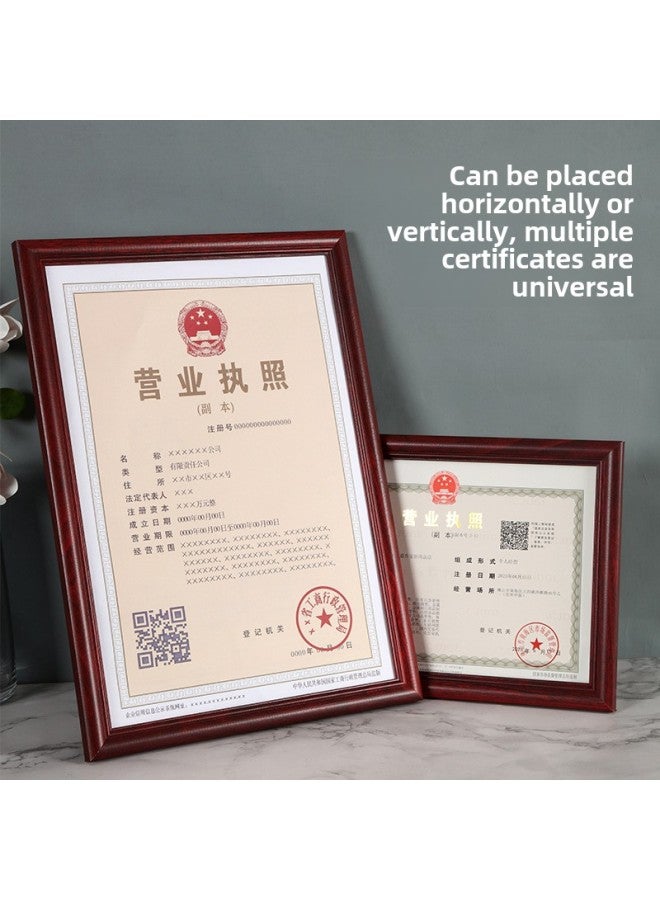 The Original Copy Of The Business License Framework For Yujia Is A Protective Cover With Wall A3 Certificate Cabinet Bulletin Board A4 Food Hygiene License-Color:A4 Business License [sub-frame] (29.7*21) Can Be Hung Horizontally And Vertically - Blue [imitation Wood Plastic]  - Image 2