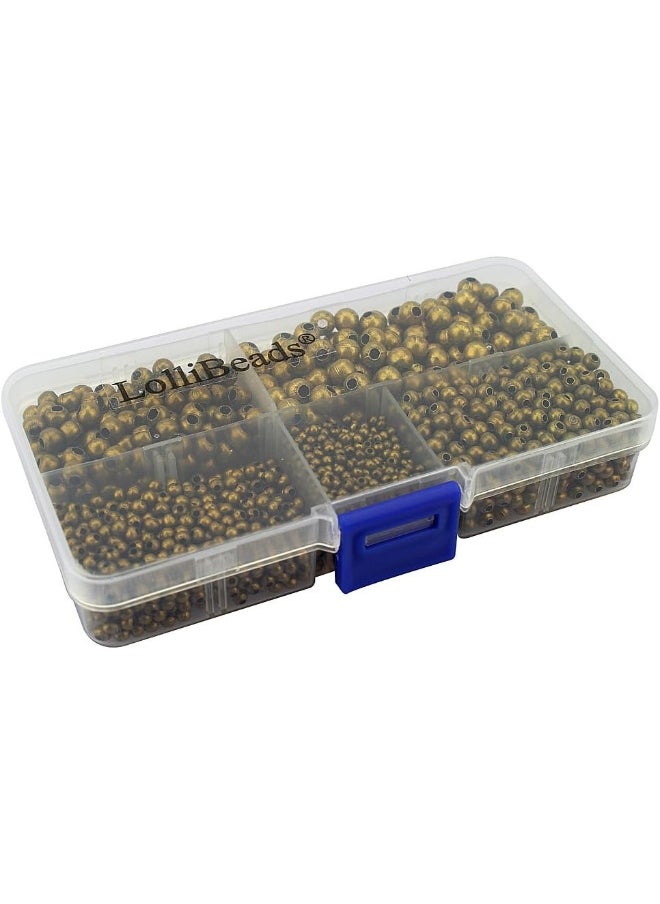 LolliBeads LolliBeads (R) Antiqued Bronze Smooth Round Metal Beads Assorted Size Jumbo Pack 2100 pcs  - Image 1