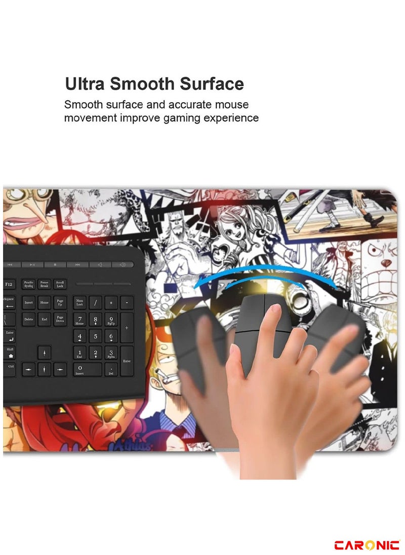 CARONIC - Large Gaming Mouse Pad with Superior Micro Weave Cloth Extended Desk Mousepad with Stitched Edges Non-Slip Base Water Resist Keyboard Pad For Gamer And Office Home Anemi 2 - Image 1