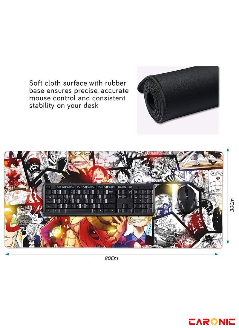 CARONIC - Large Gaming Mouse Pad with Superior Micro Weave Cloth Extended Desk Mousepad with Stitched Edges Non-Slip Base Water Resist Keyboard Pad For Gamer And Office Home Anemi 2 - Image 1