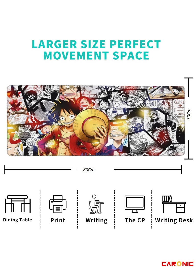 CARONIC - Large Gaming Mouse Pad with Superior Micro Weave Cloth Extended Desk Mousepad with Stitched Edges Non-Slip Base Water Resist Keyboard Pad For Gamer And Office Home Anemi 2 - Image 1