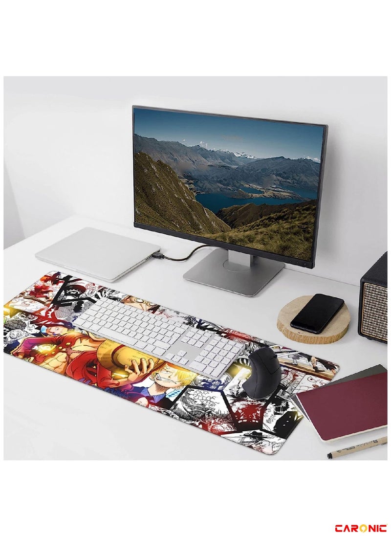 CARONIC - Large Gaming Mouse Pad with Superior Micro Weave Cloth Extended Desk Mousepad with Stitched Edges Non-Slip Base Water Resist Keyboard Pad For Gamer And Office Home Anemi 2 - Image 1