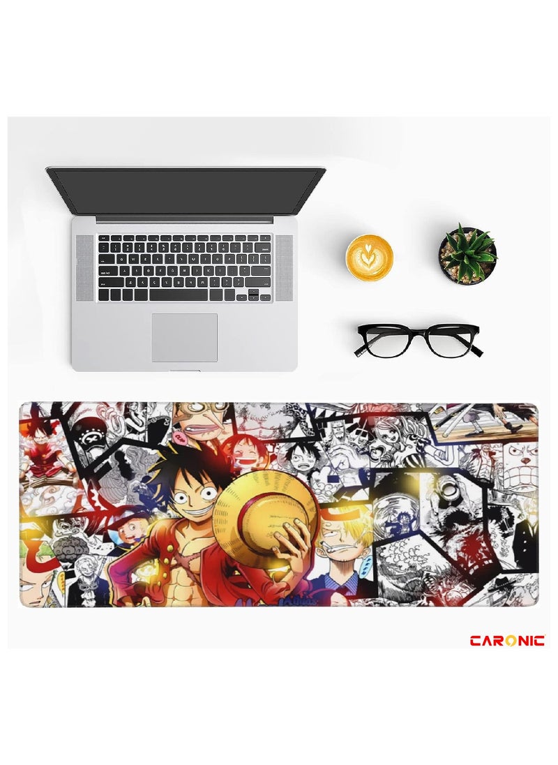 CARONIC - Large Gaming Mouse Pad with Superior Micro Weave Cloth Extended Desk Mousepad with Stitched Edges Non-Slip Base Water Resist Keyboard Pad For Gamer And Office Home Anemi 2 - Image 1
