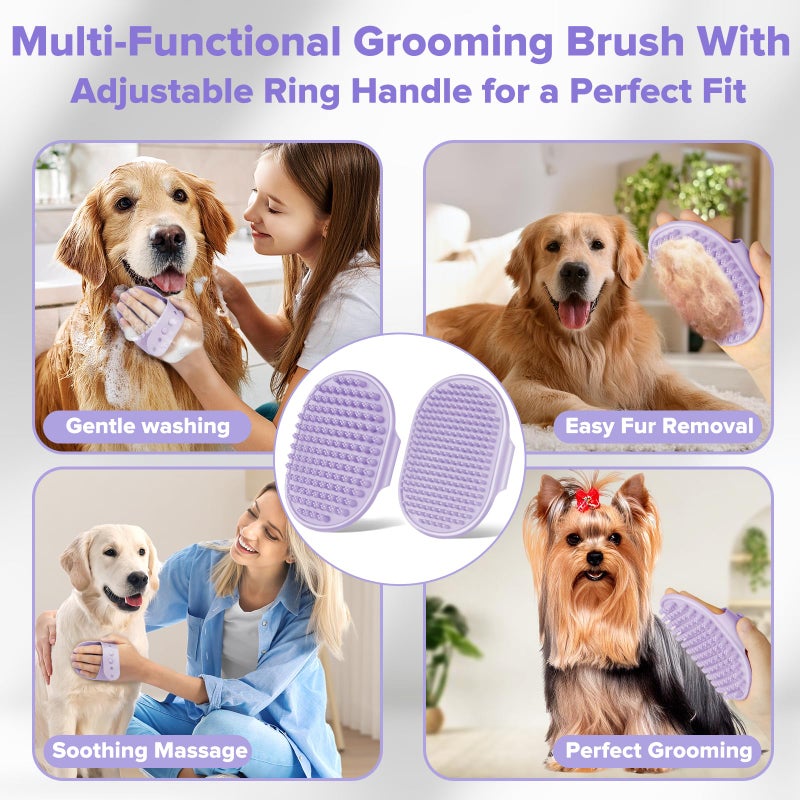 Augwind 6PCS Pet Grooming Kit for Dogs,Cats and Horses | Dog Washing Gloves | Dog Bath Brush | Dog Bath Gloves | Dog Shampoo Brush | Pet Grooming Gloves | Dog Bath Supplies (Purple) - Image 5