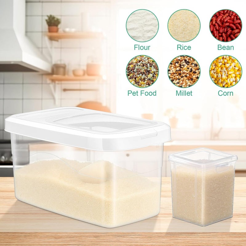 LemonRoad 19-22lb Rice Storage Container and 3lb Storage Bin Set, Flour Dispenser with Airtight Lids, Pet Dog Cat Food Container, Silicon Ring & Moisture Proof, Kitchen Organizer for Cereal Grain - Image 3