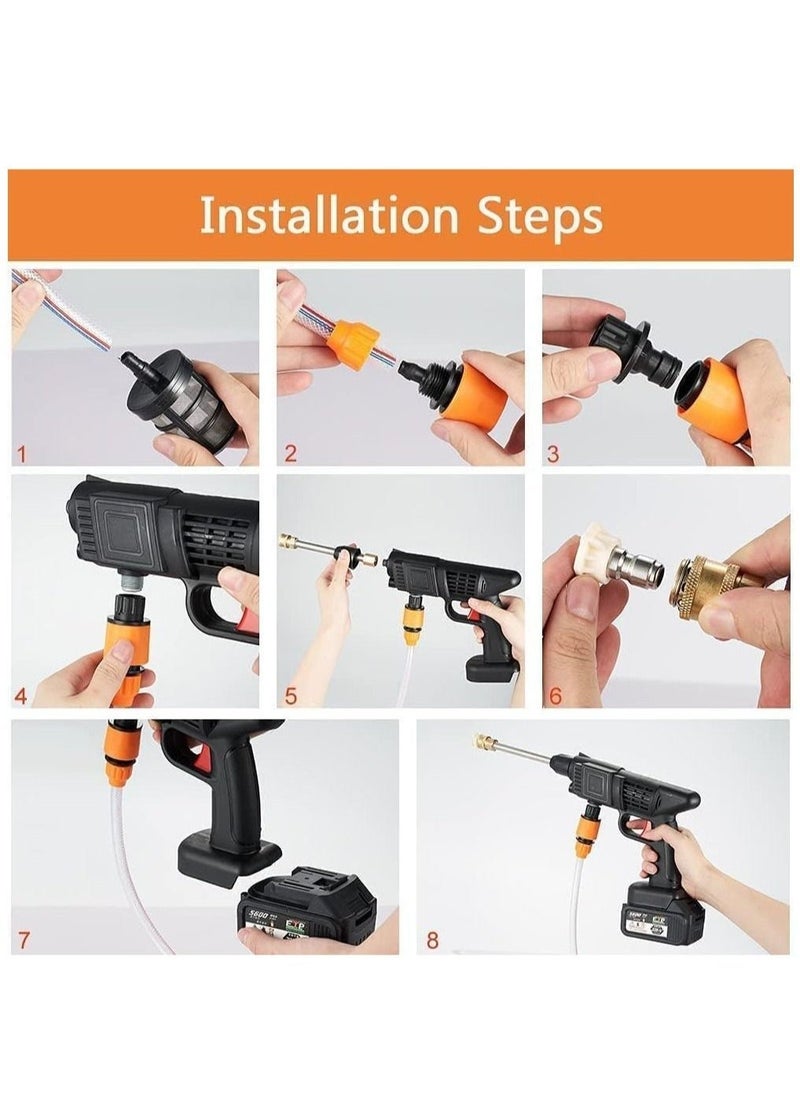 Generic Cordless 48V Electric High Pressure Car Washer Manual Rechargeable Car Washing Machine with Adjustable 3-in-1 Nozzle and Hose Pipe for Washing Cars Watering Flowers Cleaning Floors  - Image 5