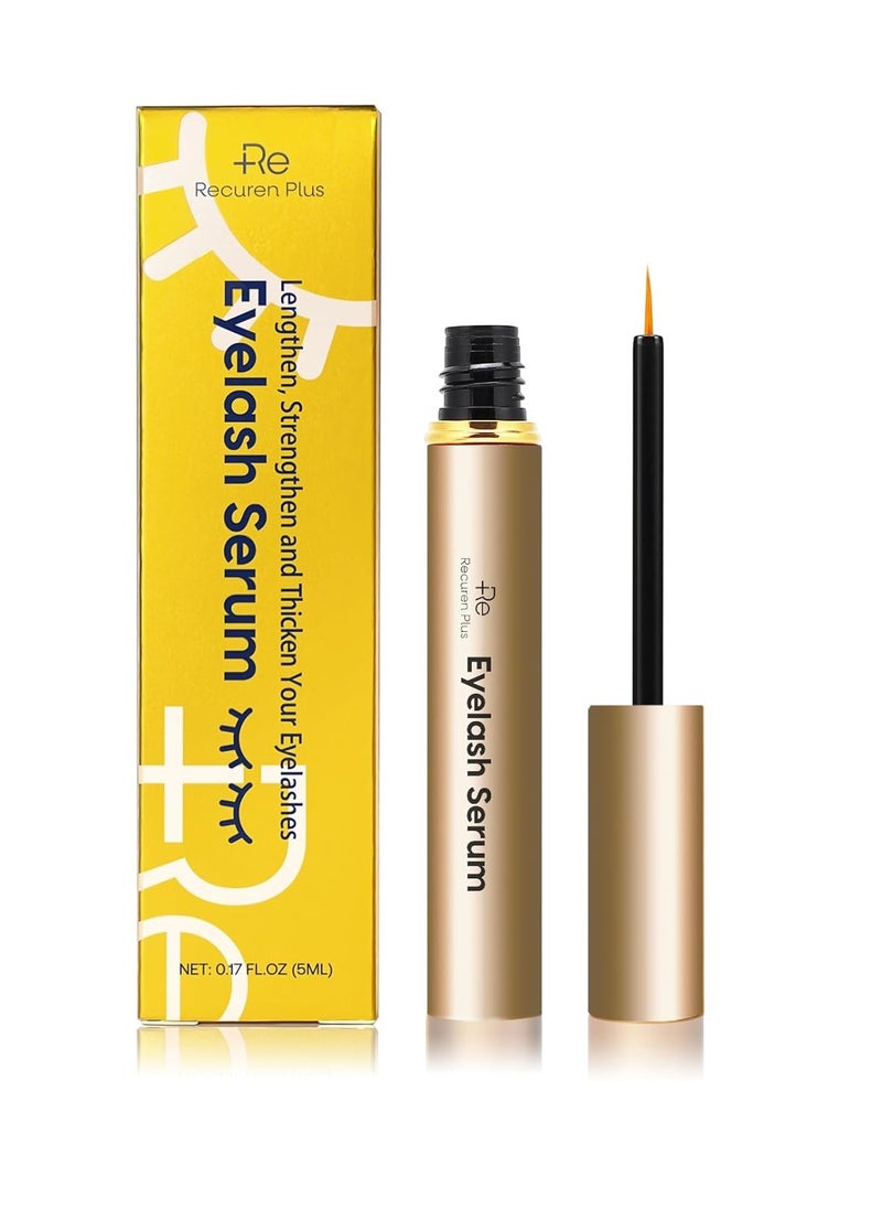 Recuren Plus Recuren Plus Premium Eyelash Growth Serum: Advanced Vegan Formula for Longer Thicker Lashes – Natural Safe Ingredients in 5ML (Champagne Gold)  - Image 1