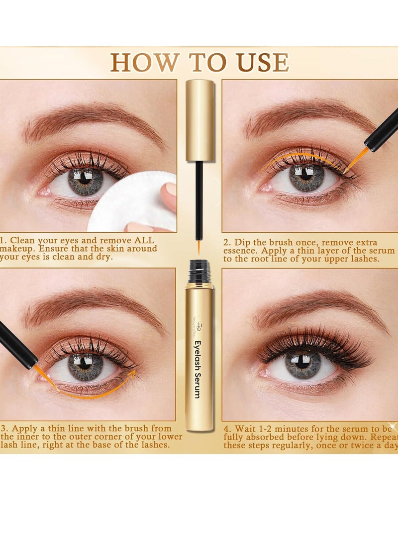 Recuren Plus Recuren Plus Premium Eyelash Growth Serum: Advanced Vegan Formula for Longer Thicker Lashes – Natural Safe Ingredients in 5ML (Champagne Gold)  - Image 4