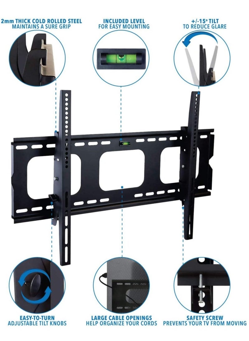 Generic Tilting TV Wall Mount Bracket For Samsung Sony Vizio LG Panasonic TCL Element 32 40 42 47 50 55 60 65 Inch TVs VESA 200x200 400x400 600x400, 750x450 Compatible Premium Tilt 175 Lbs Capacity  - Image 3