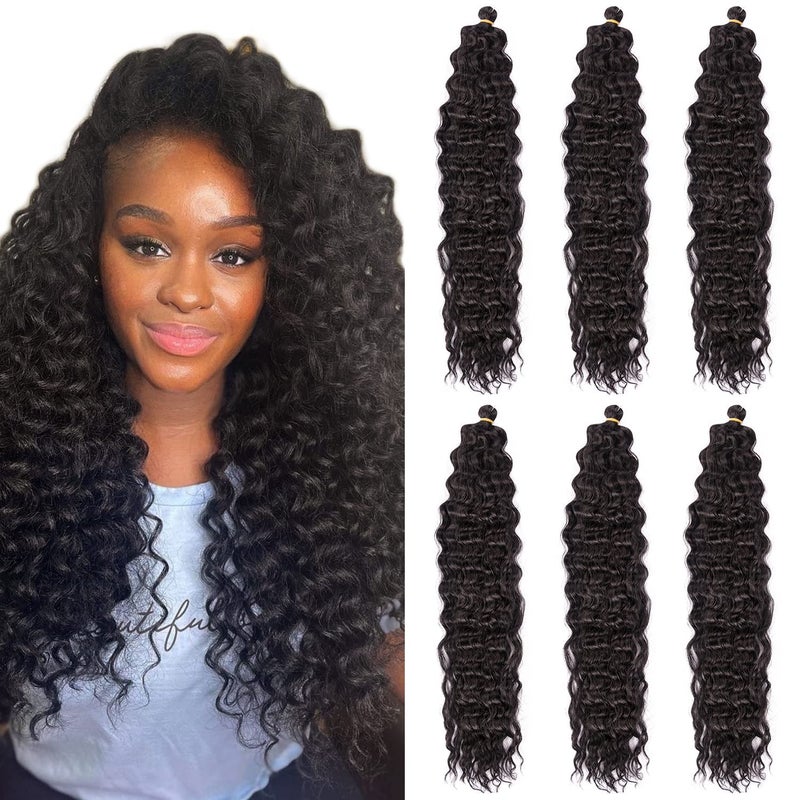MAYSA Ocean Wave Crochet Hair 22inch Curly Crochet Hair Extensions 6Packs Soft Synthetic Wavy Crochet Hair Extensions for Women 2 Dark Brown