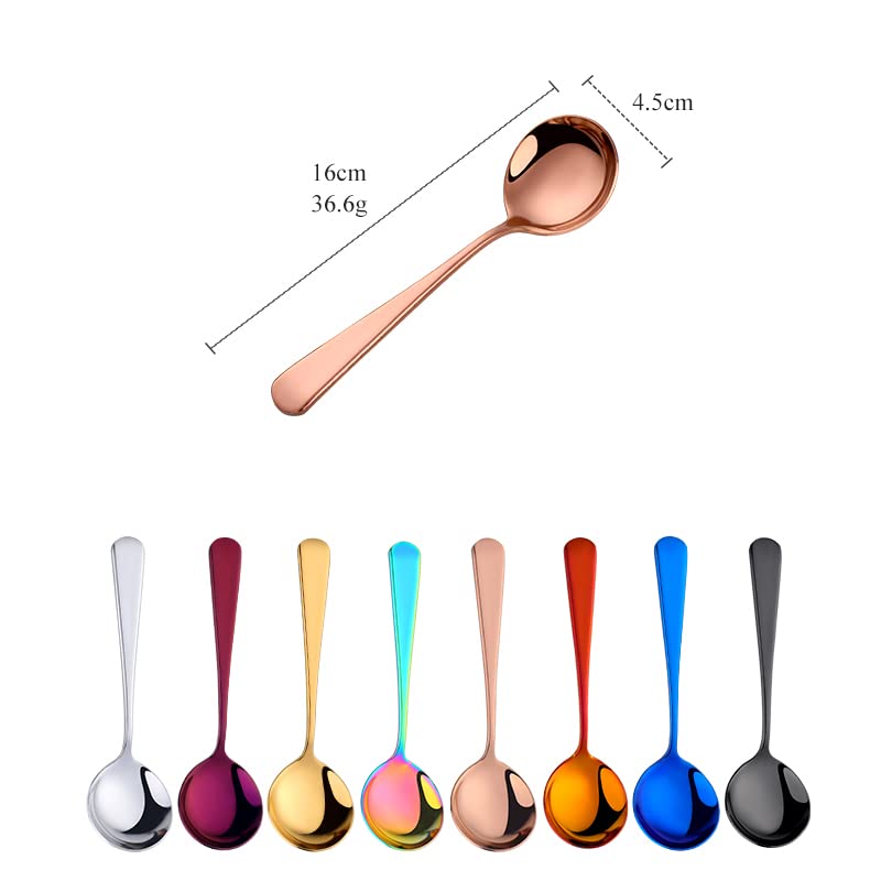 BISDARUN Broth Round Spoon Set, 8-Piece Reusable Stainless Steel Dinner Table Cereal Soup Spoon, Camping Ramen Spoons - Image 3