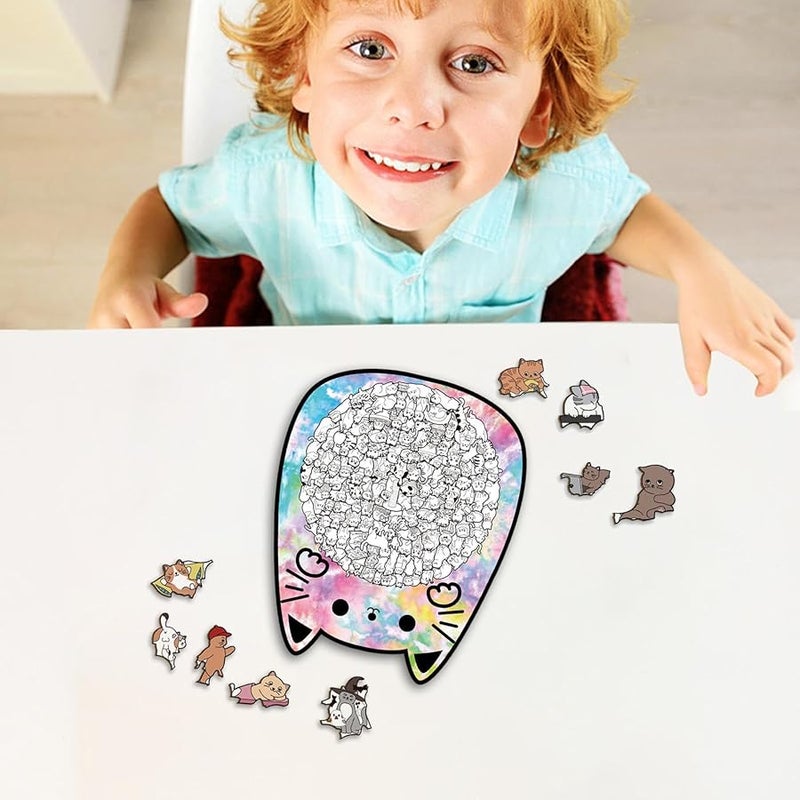 لعبة خشبية للقط الأبيط من قطع الألغاز 135 قطعة لعبة تعليمية للبالغين والأطفال - Image 4