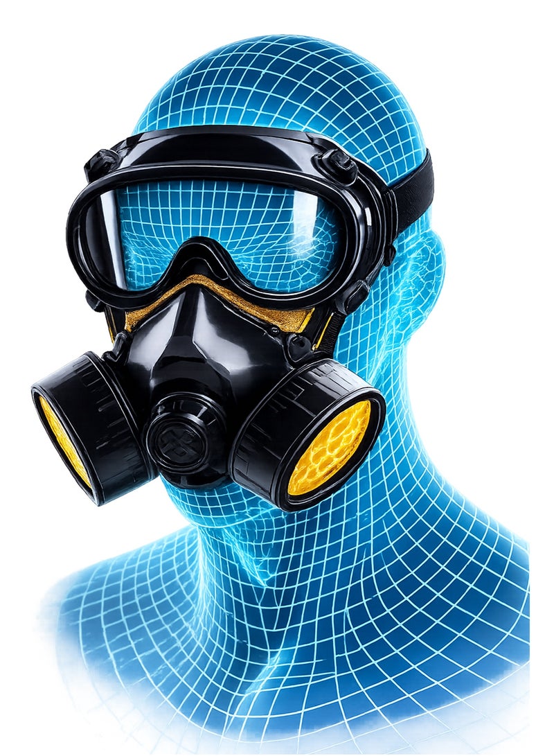 Reusable Respirator Mask with Safety Goggles Dual Filter Dust Mask Chemical Gas Protection Mask Industrial Safety Face Mask for Painting Welding Woodworking - Image 1