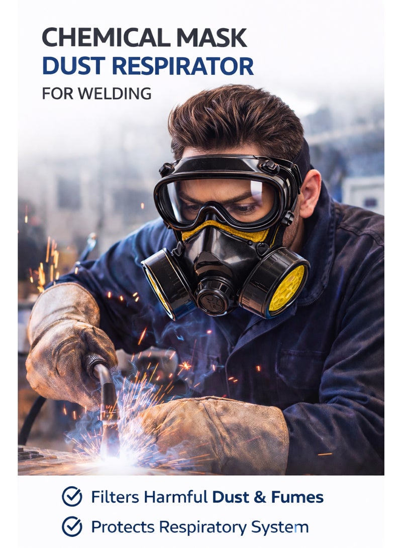 Reusable Respirator Mask with Safety Goggles Dual Filter Dust Mask Chemical Gas Protection Mask Industrial Safety Face Mask for Painting Welding Woodworking - Image 2