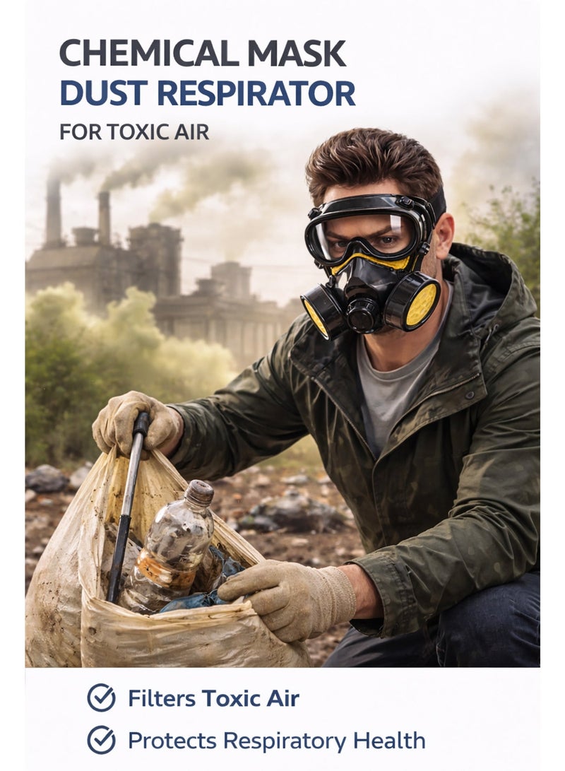 Reusable Respirator Mask with Safety Goggles Dual Filter Dust Mask Chemical Gas Protection Mask Industrial Safety Face Mask for Painting Welding Woodworking - Image 5
