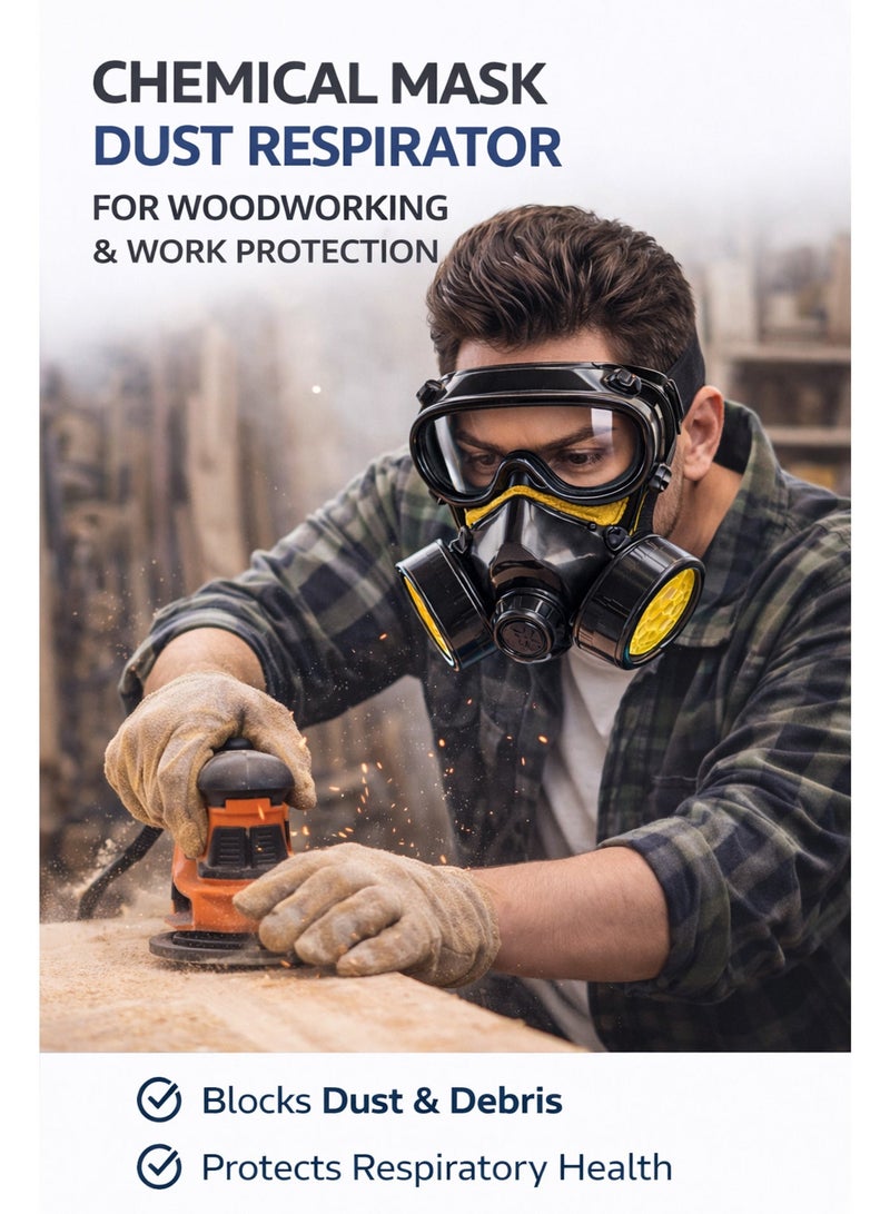 Reusable Respirator Mask with Safety Goggles Dual Filter Dust Mask Chemical Gas Protection Mask Industrial Safety Face Mask for Painting Welding Woodworking - Image 4