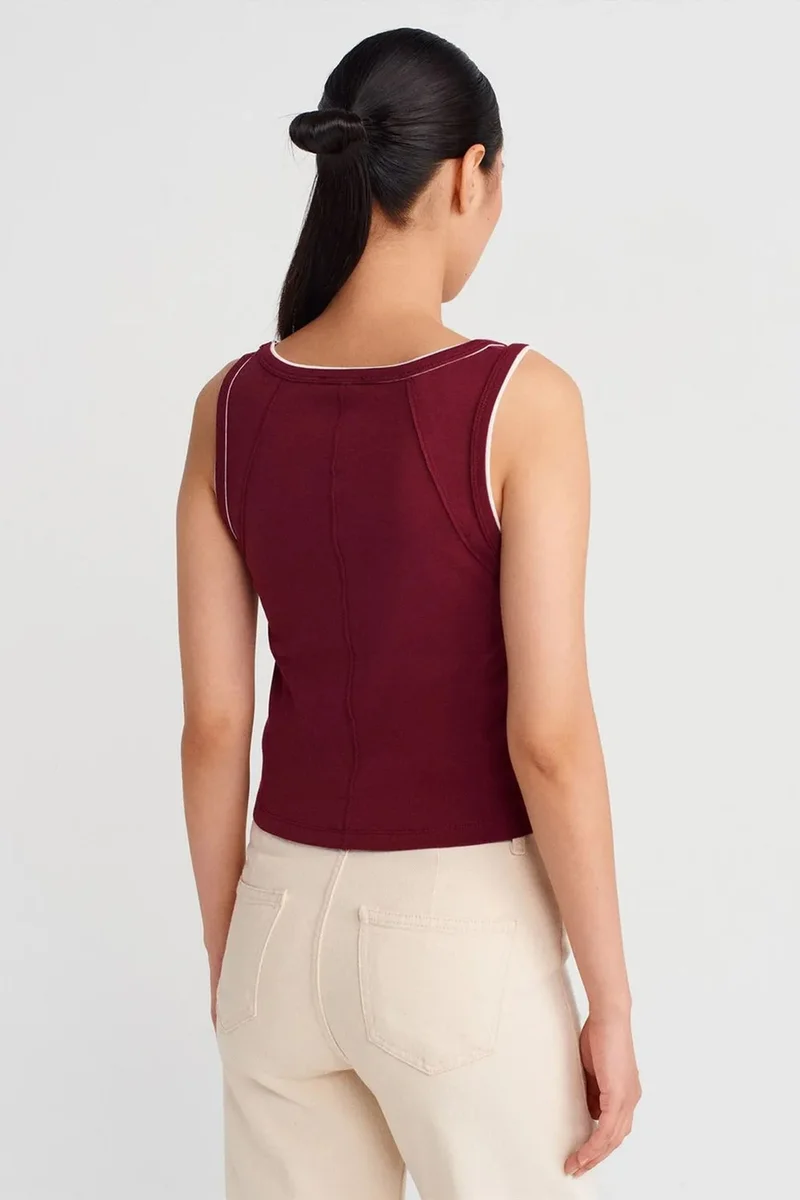 Dilvin Burgundy Red DILVIN Women's Ribbed Cotton Cami Blouse for Women | Best Price UAE