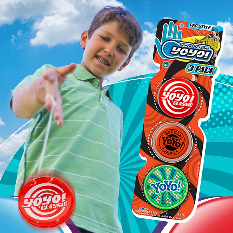 JA-RU Yoyo Professional Bundle Yo-Yos Set (1 Pack of 3) . Quality Fun Fidget Toys for Kids and Adults Stoking Stuffers Filler Party Favors in Bulk 1991-1 - Image 3