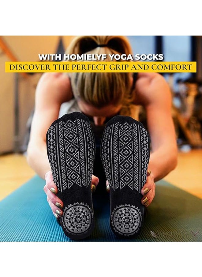 Generic Yoga Socks for Women Non-Slip Grips & Straps, Ideal for Pilates, Pure Barre, Ballet, Dance, Barefoot Workout 3 Pairs  - Image 5