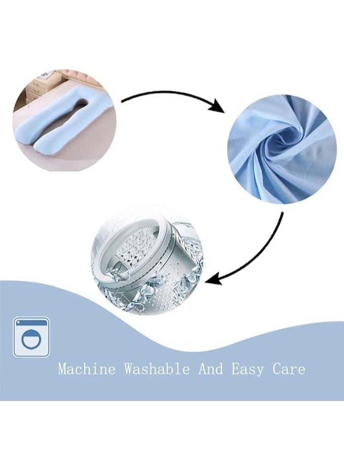 Shaped Pregnancy Pillow Full Body Maternity Pillow 55x28 Inch with Cotton Cover for Back, Belly, Hips & Legs Support (Blue/Grey) - Image 2