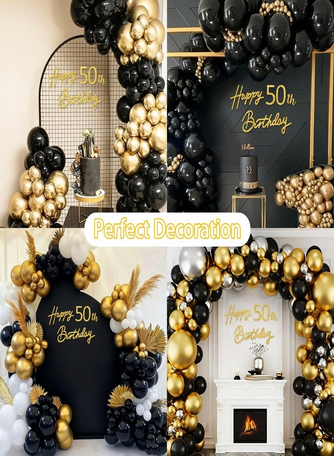 TONIFUL Happy Birthday Sign for Backdrop - Glitter Gold Felt Banner - Includes Dot Glue - Perfect for 50th Birthday Party Backdrop,Fifty Years Old B-Day Decoration Wall Decr,Balloon Arch - Image 5