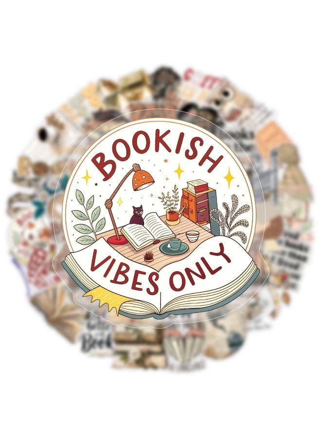 50 Pcs Reading Theme PET Transparent Stickers Scrapbook Aesthetic Stickers for Laptop Journaling Scrapbook Supplies and Ephemera - Image 4