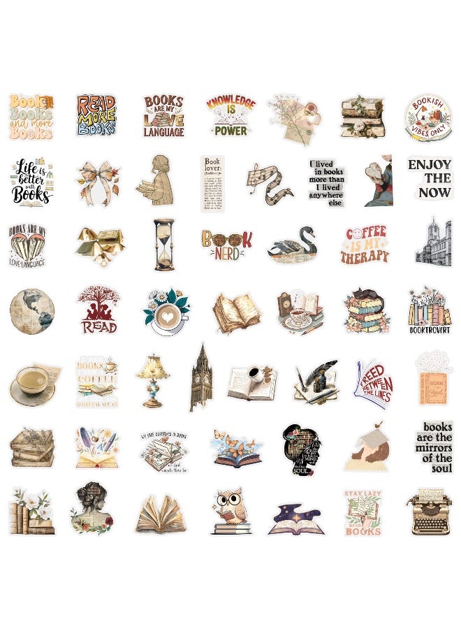 50 Pcs Reading Theme PET Transparent Stickers Scrapbook Aesthetic Stickers for Laptop Journaling Scrapbook Supplies and Ephemera - Image 2