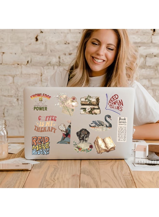 50 Pcs Reading Theme PET Transparent Stickers Scrapbook Aesthetic Stickers for Laptop Journaling Scrapbook Supplies and Ephemera - Image 5