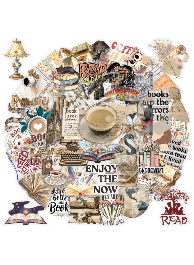 50 Pcs Reading Theme PET Transparent Stickers Scrapbook Aesthetic Stickers for Laptop Journaling Scrapbook Supplies and Ephemera - Image 1