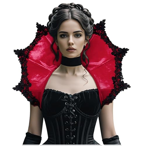 L'VOW LVOW Velvet Victorian Collar Women Standing Vampire Collar Gothic Neck Collar Halloween Red Heart Queen Cosplay - Image 3