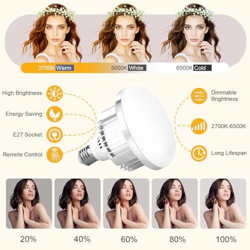 mmcrz 2Pack Professional Softbox Lighting Kit 16 x 16 Studio Lights with 85W 27006500K E27 LED Bulbs Continuous Lighting for PhotographyVideo RecordingLive Streaming - Image 3