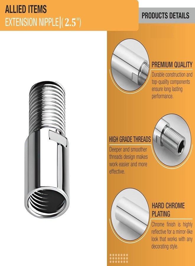 KURIC SS 2.5 Inch Extension Nipple for Pipe Fittings/Water Tap Extension/Tap Extender for Kitchen Sink (Pack of 6)- Silver (Thread Size 25 mm) - Image 2