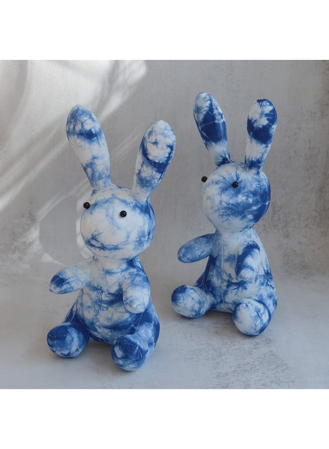 إسكدنيا Ethnic Style Handmade Tie-dyed Fabric Rabbit Cute Cute Cute Rabbit Gift Yunnan Travel Gift Home Doll-Color:Blue Rabbit - Image 3