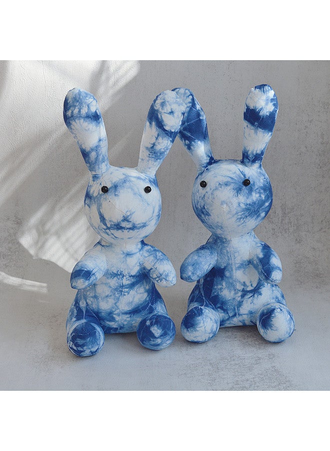 إسكدنيا Ethnic Style Handmade Tie-dyed Fabric Rabbit Cute Cute Cute Rabbit Gift Yunnan Travel Gift Home Doll-Color:Blue Rabbit - Image 2