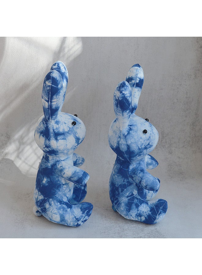 إسكدنيا Ethnic Style Handmade Tie-dyed Fabric Rabbit Cute Cute Cute Rabbit Gift Yunnan Travel Gift Home Doll-Color:Blue Rabbit - Image 4