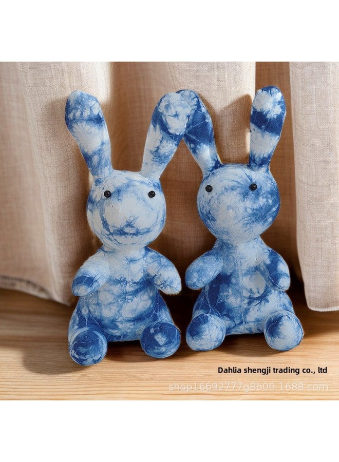 إسكدنيا Ethnic Style Handmade Tie-dyed Fabric Rabbit Cute Cute Cute Rabbit Gift Yunnan Travel Gift Home Doll-Color:Blue Rabbit - Image 5