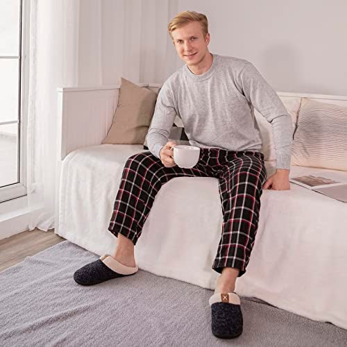 ULTRAIDEAS Mens Warm Fuzzy Slip On Slippers Sherpa Lined House Shoes with Memory Foam for Indoor Outdoor Mens Gifts for Winter Upgrade Black Size 78 - Image 3