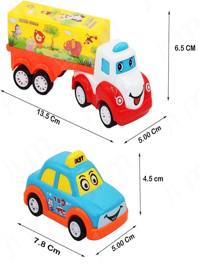 Mummy Please Kids Cartoon Vehicle Toys Set, Pieces, Colourful Educational Push Cars with Bus, Taxi, Truck, Aeroplane (Pack of 5 Unbreakable Toys) - Image 3