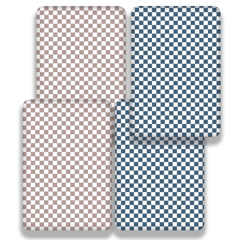FIGEPO 4 Pack Checkered Crib Sheets Neutral Breathable Fitted Baby Sheets Nursery Sheets for Baby Boys or Girls (Crib Sheet) - Image 4