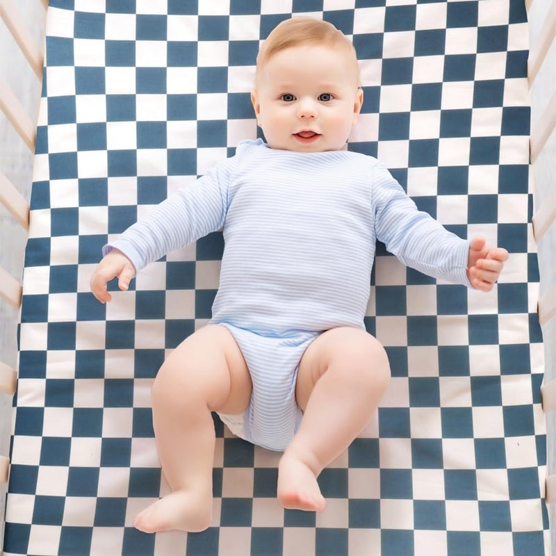 FIGEPO 4 Pack Checkered Crib Sheets Neutral Breathable Fitted Baby Sheets Nursery Sheets for Baby Boys or Girls (Crib Sheet) - Image 3
