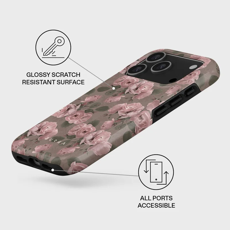 BURGA iPhone 17 Pro Vintage Glamour Premium Case Compatible with Hybrid Dual-Layer Hard Shell + Silicone Protection - Scratch-Resistant Shockproof Mobile Cover
