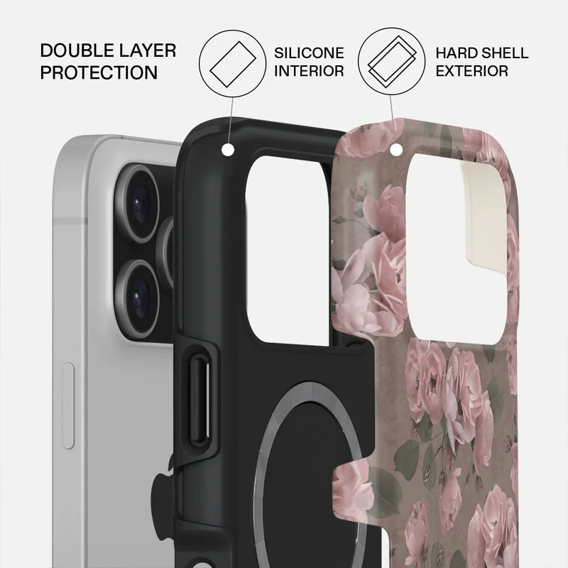 BURGA iPhone 17 Pro Vintage Glamour Premium Case Compatible with Hybrid Dual-Layer Hard Shell + Silicone Protection - Scratch-Resistant Shockproof Mobile Cover